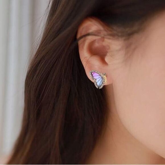 Butterfly 🦋 Rhinestone Studded Earrings - Picture 2 of 5